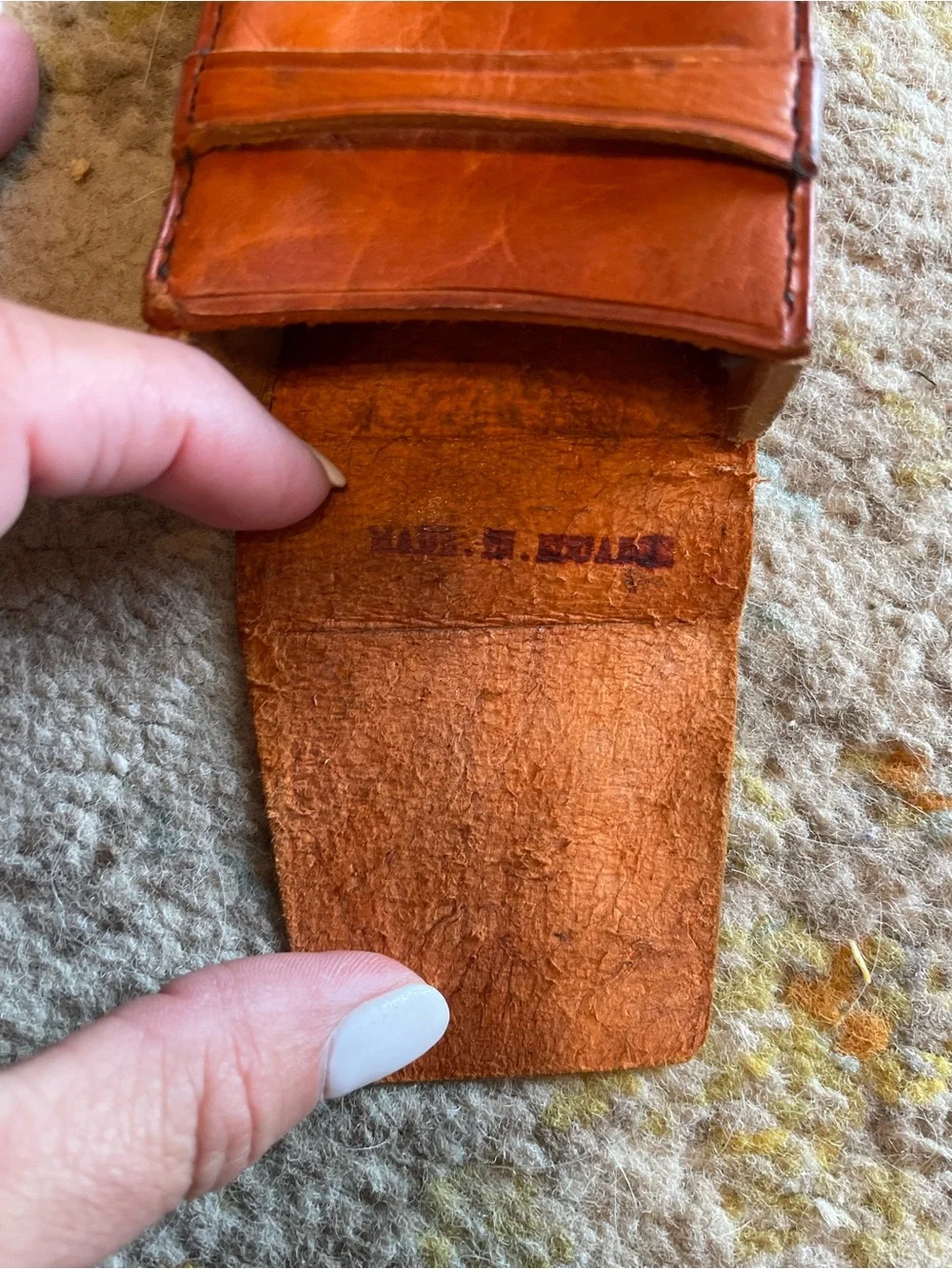 Vintage leather soft cigarette box case holder pager small